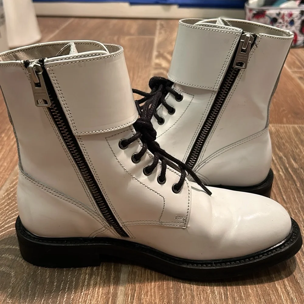 ALLSAINTS white leather brigade combat boot - Picture 5 of 7